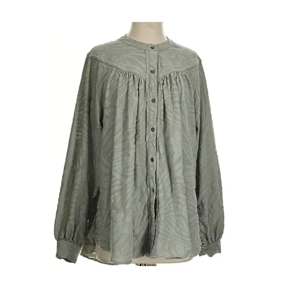 Free People Can't Stop Dreaming Very Oversized Size S Sage Green Tunic Blouse